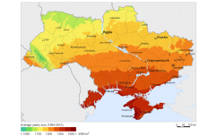 Уровень солнечной инсоляции в регионах Украины